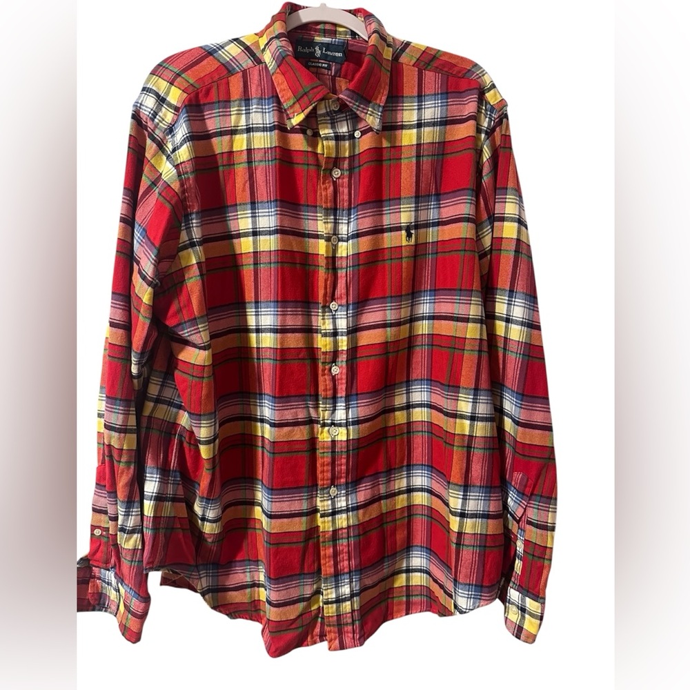 Ralph Lauren plaid classic fit button front shirt men’s xxl
